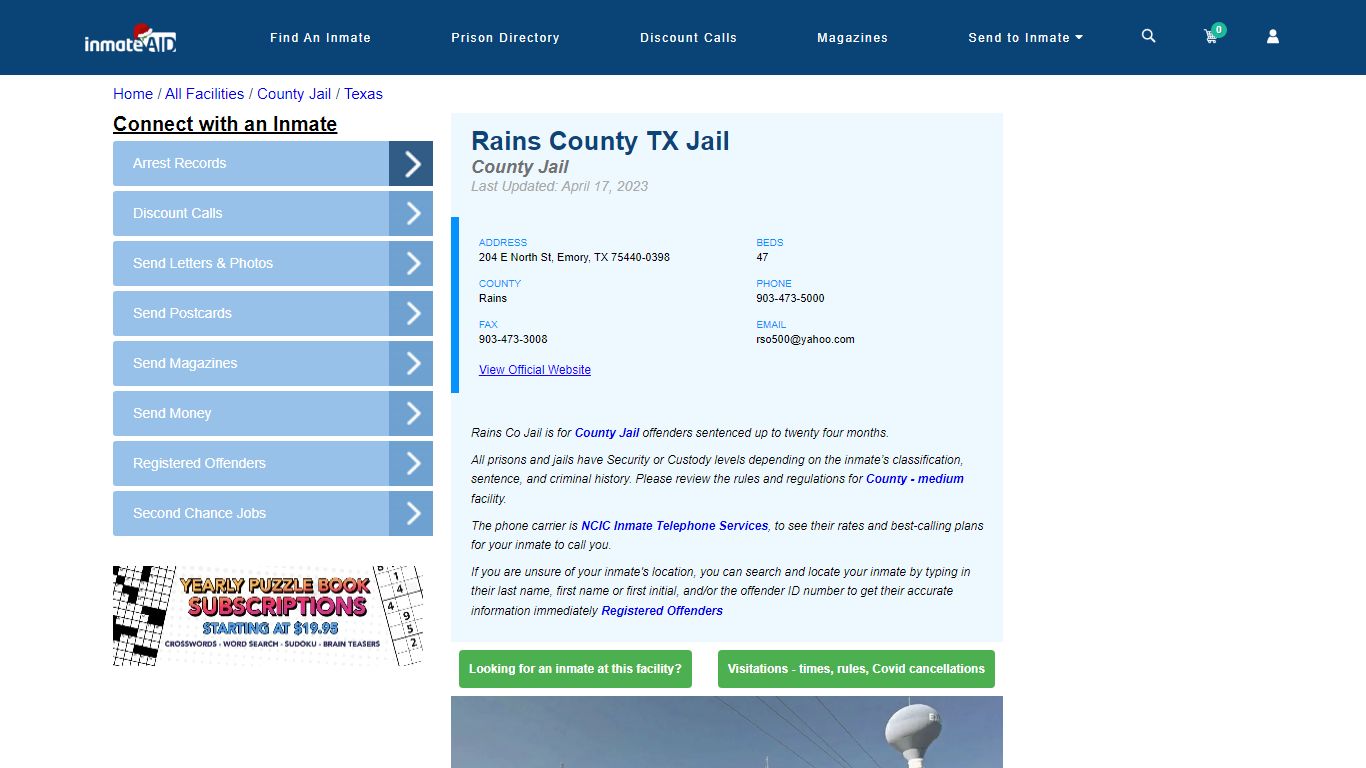 Rains County TX Jail - Inmate Locator - Emory, TX